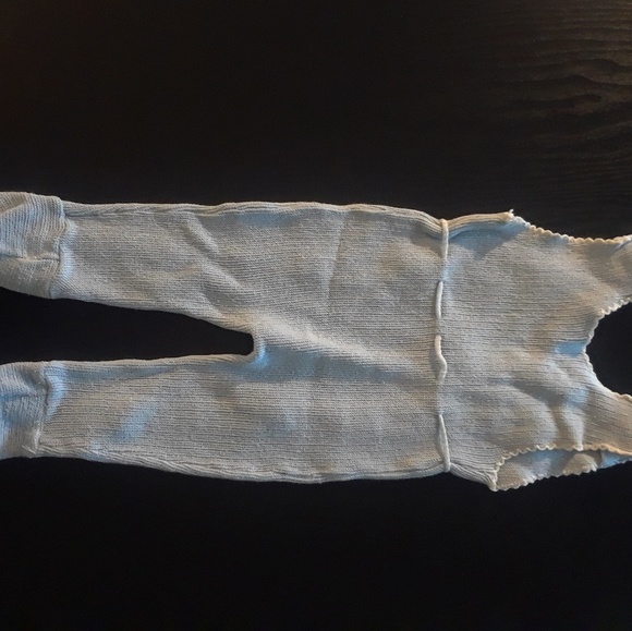 Vintage blue and white knit overalls - Picture 4 of 4